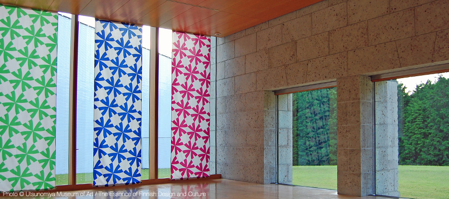 Nuppu fabrics by the museum window