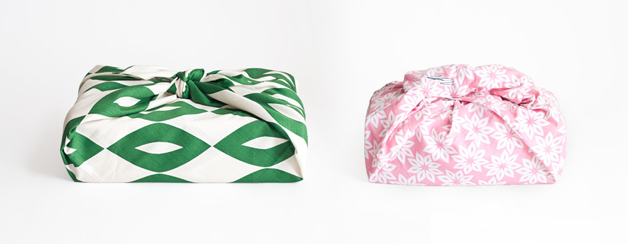 Boxes wrapped with furoshiki